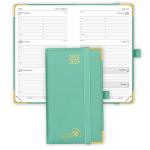 Green Vegan PU Leather Small Academic Planner Monthly Weekly Agenda for sale