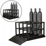 Steel Chain Gas Bottle Pallet 12 Tanks Oxygen Cylinder Pallet With Ramp for sale