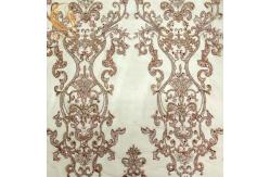 China A4 Pattern Embroidered Beaded Dress Lace Fabric With Pearls Decoration supplier