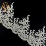 Decorative Beaded Lace Trim Water Soluble Embroidery 135cm Width for sale