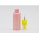 Flat Shoulder Pink PET 50ml Small Plastic Spray Bottles Refillable With Yellow Pump