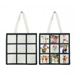 Personalized DIY Sublimation Blank Linen Polyester 9 Panel Photo Tote Bag Shopping Bags 40*40cm Reusable Bag for sale