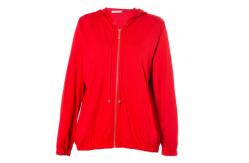 China Red Leisure Ladies Thin Jacket With Hat , Modern Spring Autumn Coat Womens supplier