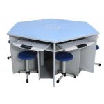 School Teaching Furniture Computer Lab Desk Hexagonal Computer Classroom Table for sale