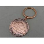 Brass Die Stamped 3D Keychain , Promotional Antique Copper Keyring for sale