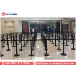 SS Security Bollards Crowd Control Removable Barriers With Retractable Safety Belt