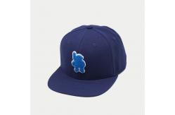 China Personalized Flat Brim Snapback Hats Snap Button Adjustable Navy Blue Towel Embroidered supplier