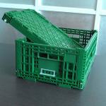 Large Vented Foldable Plastic Vegetable Crate 40 Liters Green