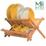 Bamboo 2-Layer Foldable Dish Storage Rack For Kitchen Countertops for sale
