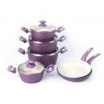 Ceramic Coating Purple Paint 32cm 6L Aluminium Saucepan Sets for sale