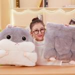 Cute Plush Seat Cushions Hamster Shape Cotton Material With Zipper 45 * 90CM