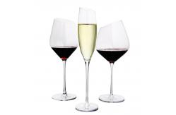 China Slant Industries 450ml Wine Glass , Unique Shaped Crystal Champagne Glasses supplier