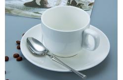 China SGS White Stackable Ceramic Mug Cup With Handle supplier