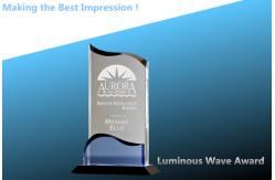 China crystal wave award/glass wave award/crystal trophy/crystal luminous wave trophy supplier