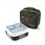 720ml Leak Proof 3-Compartment Bento Lunch Box with Snap Lock Green for sale