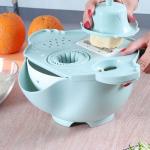 PP Sky Blue Multifunctional Vegetable Cutter With Drain Basket for sale