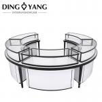 Manufacturer Directly Supply High End Luxury Black And White Round Wood Glass Jewellery Display Counter for sale