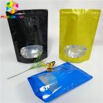 Glossy Surface Stand Up Zipper Pouch Bags Aluminum Foil Smell Proof With Window for sale