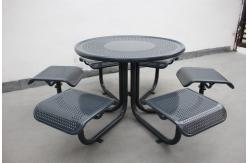 China Perforated Metal Outdoor Picnic Tables Round With Six Chairs supplier