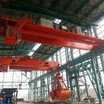 Two Purpose 5/5 Ton Electric Double Girder Overhead Crane with Hook and Grab for Coal for sale