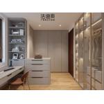 Modern And Functional Grey Walk-In Closet With Multiple Storage Solution for sale