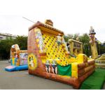 Inflatable Amusement  Park With Golden Rock Climbing Wall , Printed Partern for sale