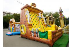 China Inflatable Amusement  Park With Golden Rock Climbing Wall , Printed Partern supplier