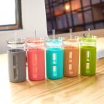 18.5oz Shatterproof Glass Travel Bottle , Borosilicate Water Bottle With Straw