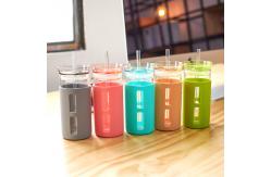 China 18.5oz Shatterproof Glass Travel Bottle , Borosilicate Water Bottle With Straw supplier