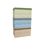 Odorless Plastic Collapsible Storage Bins , Sonsill Leakproof Folding Crate With Lid