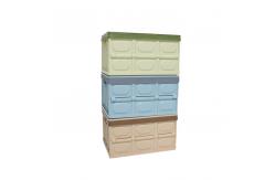China Odorless Plastic Collapsible Storage Bins , Sonsill Leakproof Folding Crate With Lid supplier