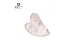 China Heart Shaped Scraping Massage Tool Rose Quartz Pink Jade Stone supplier