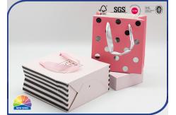 China Pink Printing Present Package Paper Shopping Bags With Ribbon Handles supplier