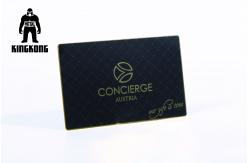 China Rectangle Metal Gold Medal / CR80 Plated Matte Black Business Card With Etching Logo supplier