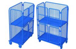 China Custom Q235 Steel Nestable Roll Cage Trolley Container With Gates supplier
