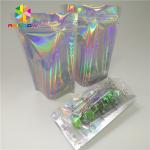 Custom Plastic Mylar Resealable Stand Up Pouches Holographic Cosmetics Packaging for sale