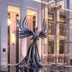 Fire Phoenix Bird Sculpture FRP Stainless Steel Metal Animal Garden Statues for sale