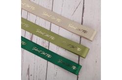 China Customizable Satin Ribbon Rose Gold Foil Printed Ribbon for Gift Wrapping supplier