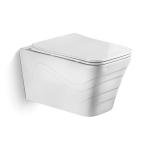 Modern Bathroom Round One Piece Wall Hung Toilet Rimless With Flower Pattern for sale