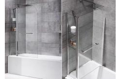 China Tempered Glass Waterproof Bathroom Shower Partition Two Folding Racks supplier
