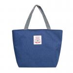 Waterproof Shantung Pongee Fabric Grocery Totes Dark Blue 25cm×25cm×12cm for sale