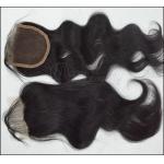 Natural Black Lace Top Closure / Curly Chinese Human Hair Tangle Free for sale