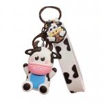 Personalized 3D Silicone Cow Animal Keyrings Pendant Keychain for Purse and Backpack