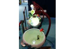 China Peony Pattern 520mm Chinese Ceramic Fish Bowl With Lamp supplier
