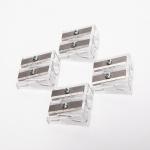 Plastic 13.3mm White Pencil Sharpener Double Hole for sale