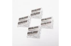 China Double Hole Plastic 25mm Manual Pencil Sharpener Transparent supplier