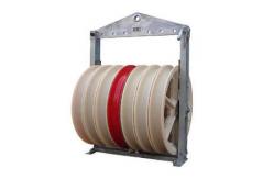 China 50kN Overhead Line Stringing Construction Tool Seven-Wheel Conductor Stringing Pulley Blocks supplier