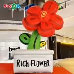 Free 3d Design Commercial Giant Inflatable Rich Flower Inflatables Flowers Pot With LED Light for sale