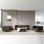 3 Seat Office Furniture Sofa Lounge Set Black Leather Modular