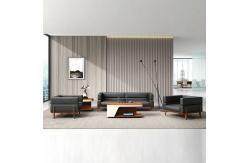 China 3 Seat Office Furniture Sofa Lounge Set Black Leather Modular supplier